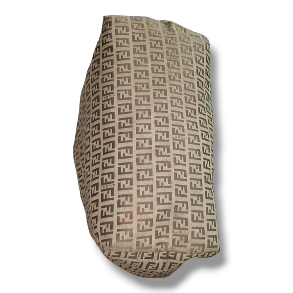 FENDI Zucchino Beige and Brown Logo Tote Bag - Picture 15 of 15